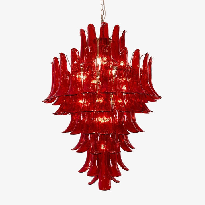 Celuena lampadario petali Murano Rosso Cremisi Art Bold vetro