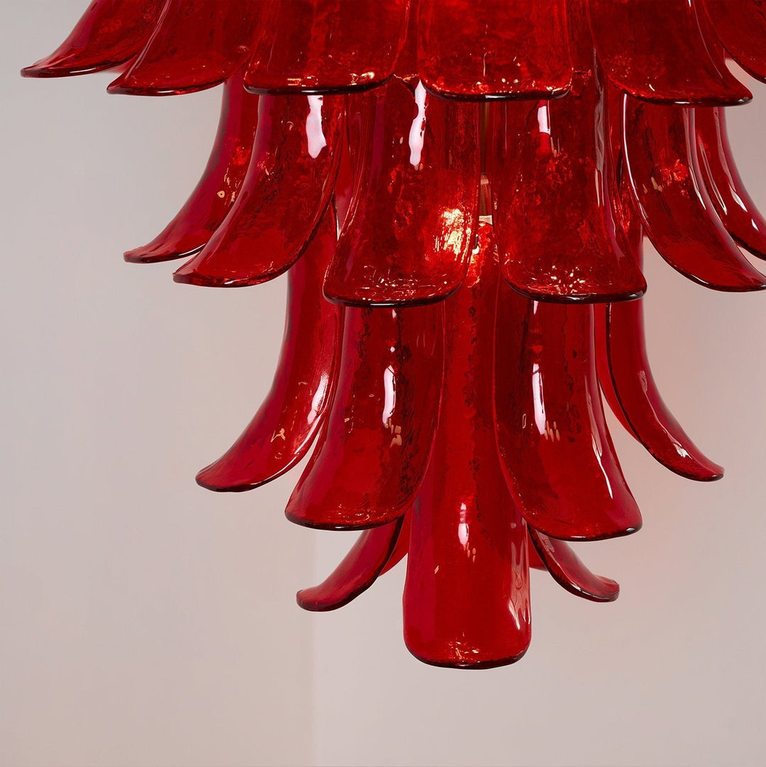Celuena lampadario petali Murano Rosso Cremisi Art Bold vetro