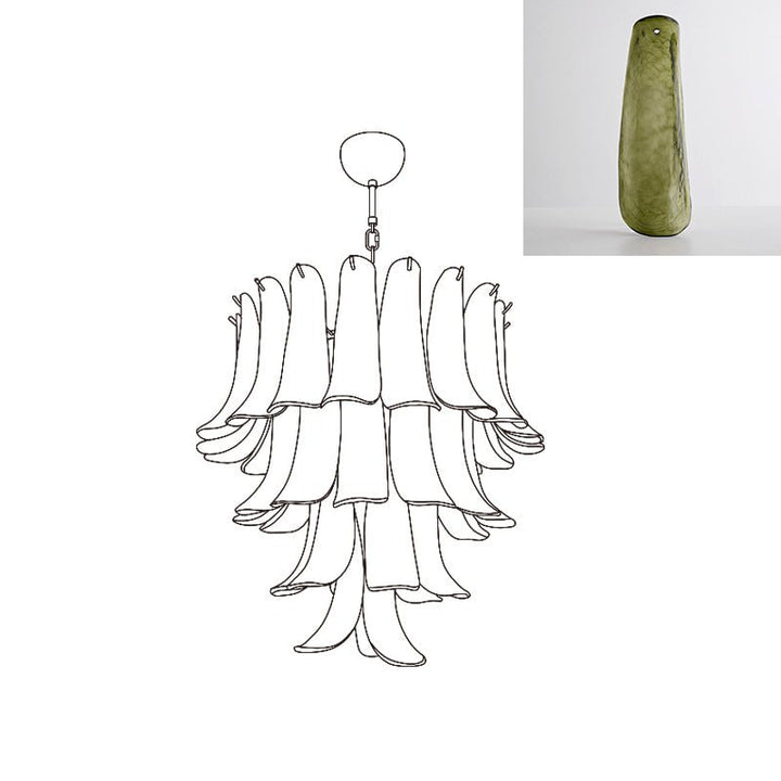 Celiian lampadario petali in vetro di Murano vintage