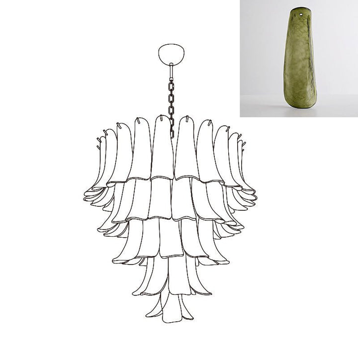 Celiian lampadario petali in vetro di Murano vintage