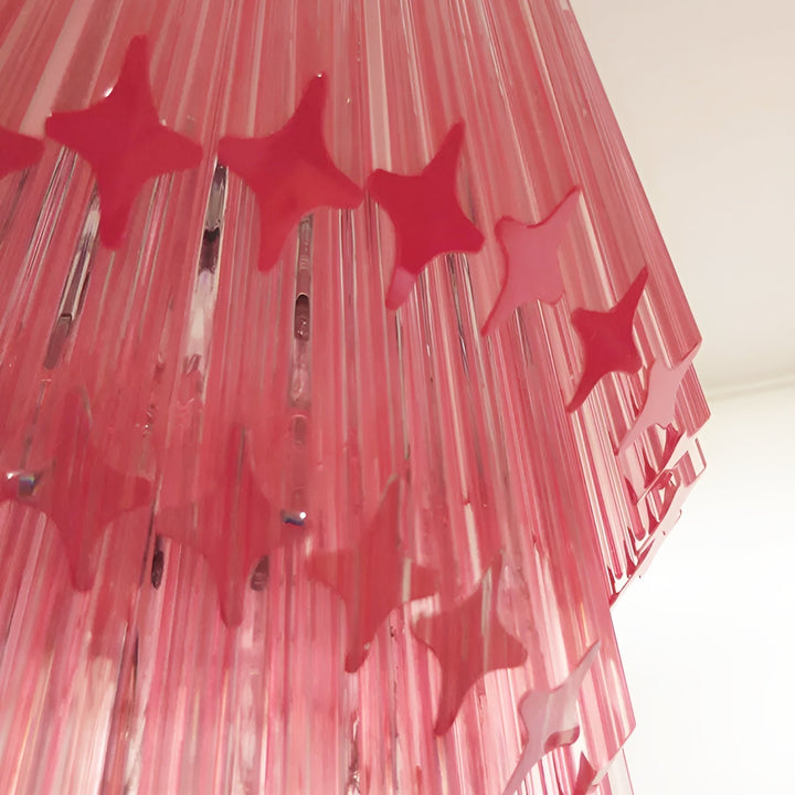 Reninelle lampadario a spirale con prismi rosa stratificati