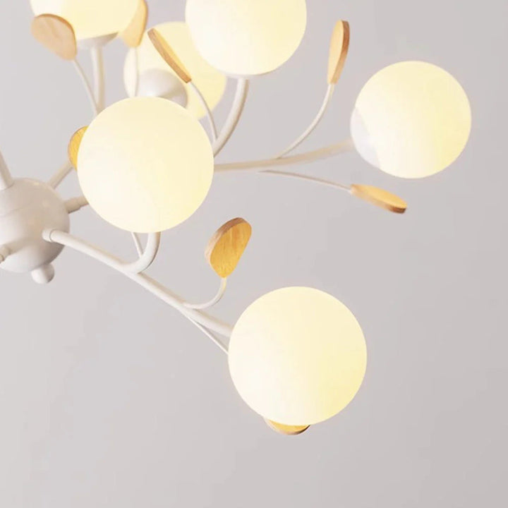 Valentina Moderno Metallo Legno Vetro Lux Lampadario Bianco Camera da letto