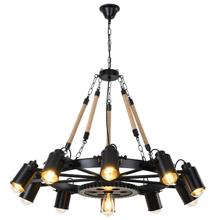 Epoch Industriale Metallo/Rattan LED Sospensione Nero Soggiorno/Bar/Ristorante
