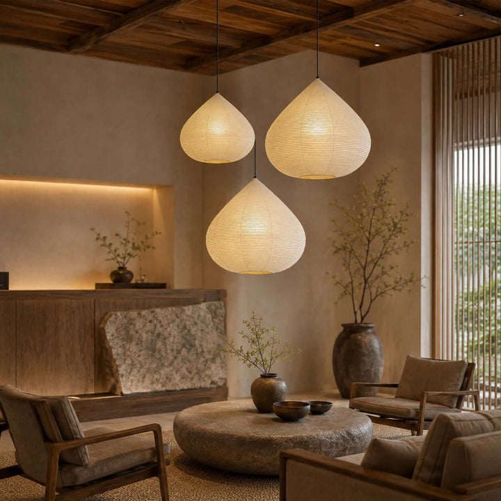 Onion lampada a sospensione in carta beige