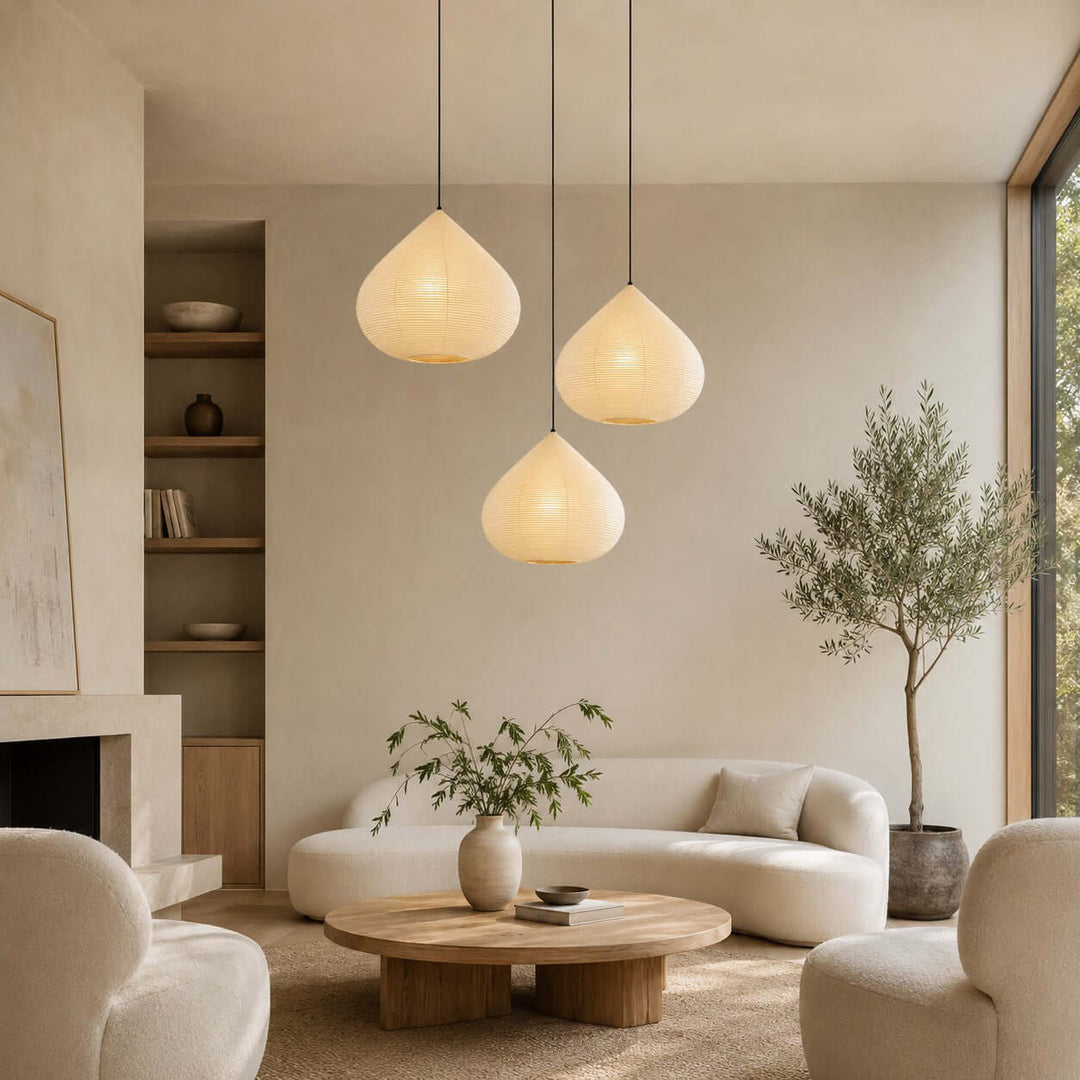 Onion lampada a sospensione in carta beige
