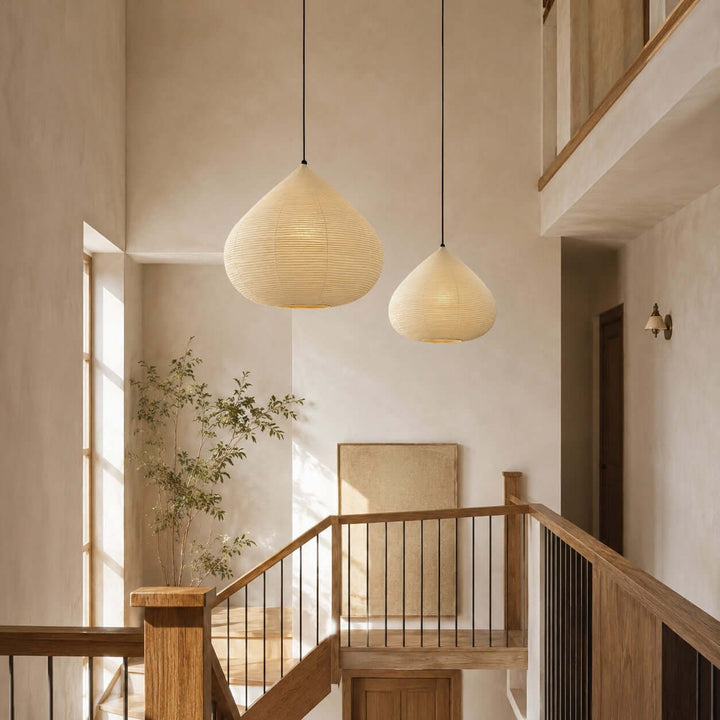 Onion lampada a sospensione in carta beige