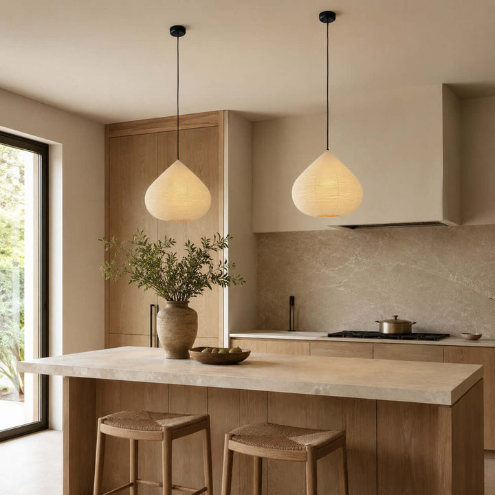 Onion lampada a sospensione in carta beige