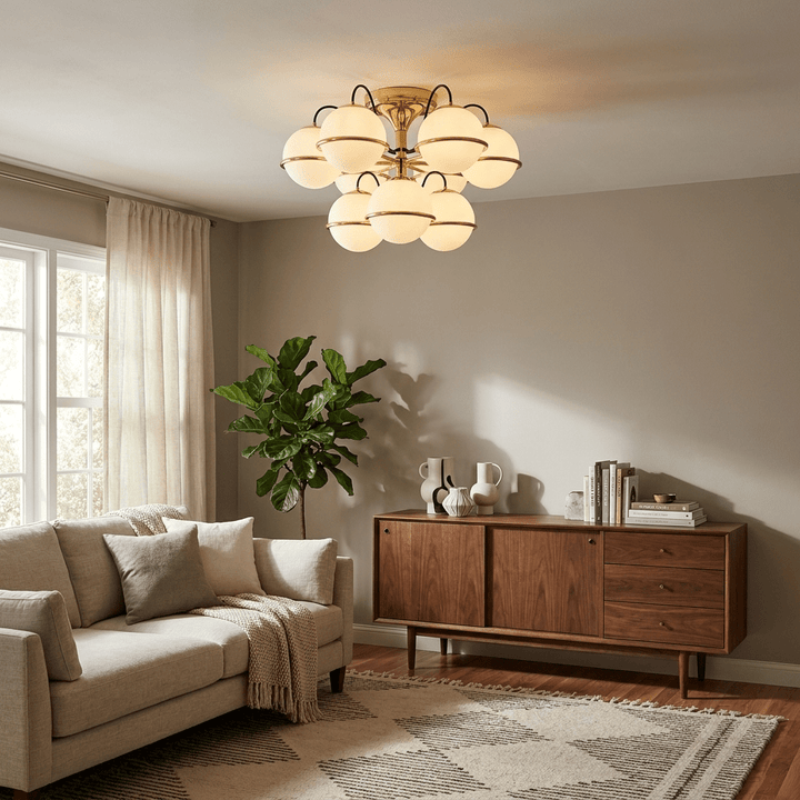 Opal vetro globo Semiflush lampadario
