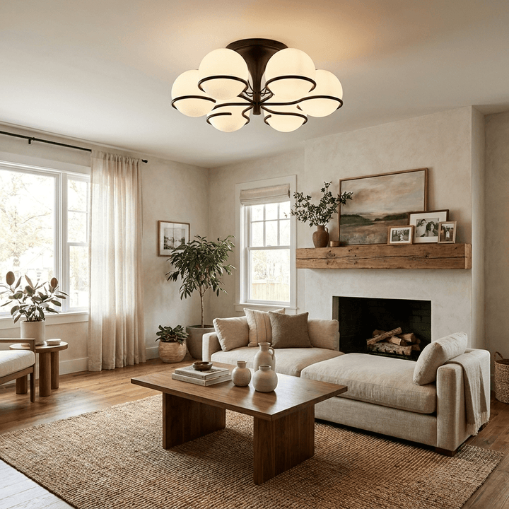 Opal vetro globo Semiflush lampadario