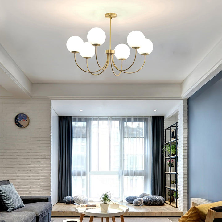 Solalissa lampadario Orillia ottone sfera Globale moderno