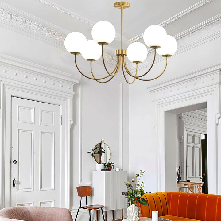 Solalissa lampadario Orillia ottone sfera Globale moderno