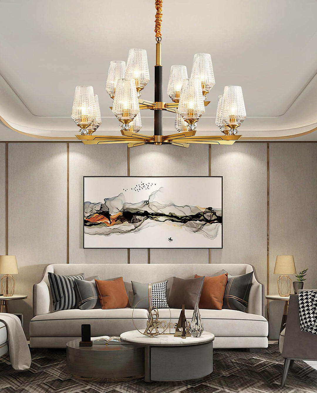 Astra lampadario lusso Esagonale in ottone