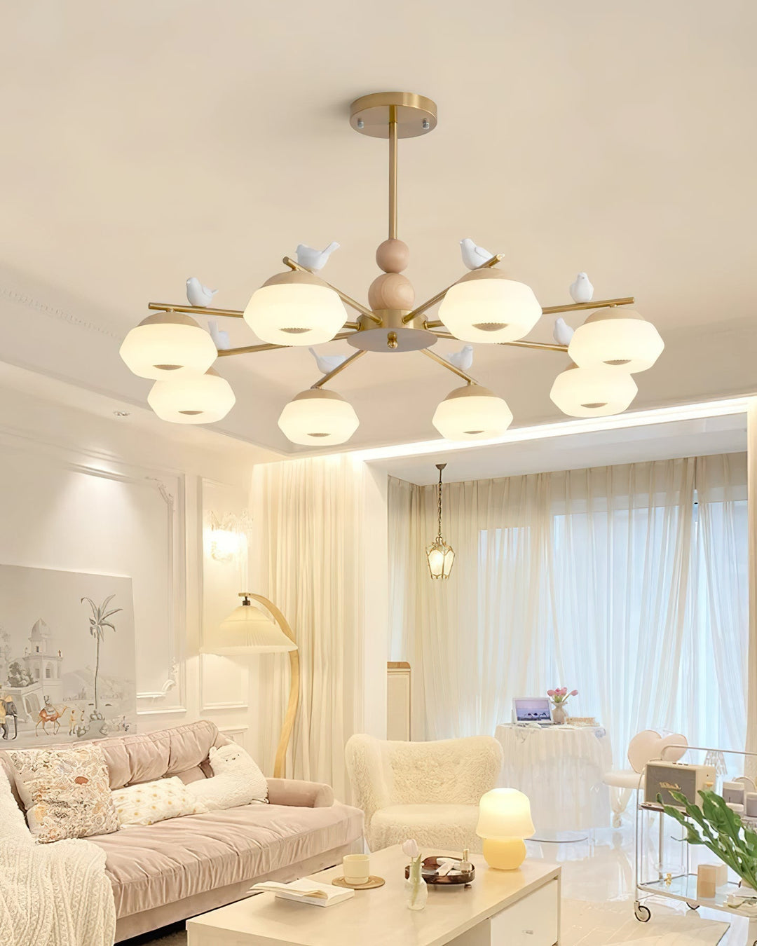 Orieraine lampadario ottone Uccello Ozawa elegante