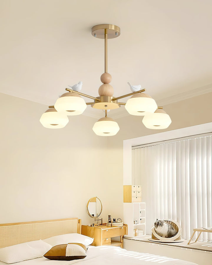 Orieraine lampadario ottone Uccello Ozawa elegante