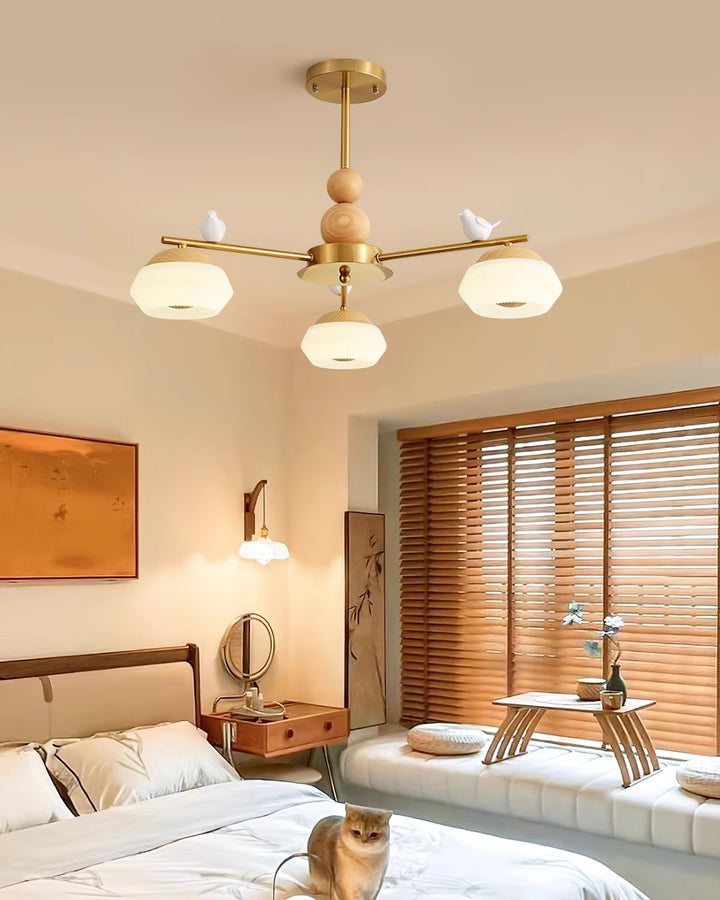 Orieraine lampadario ottone Uccello Ozawa elegante