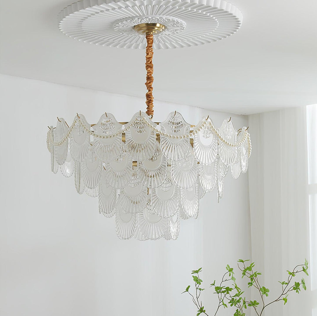 Liorelelle lampadario Gusci in vetro Perla