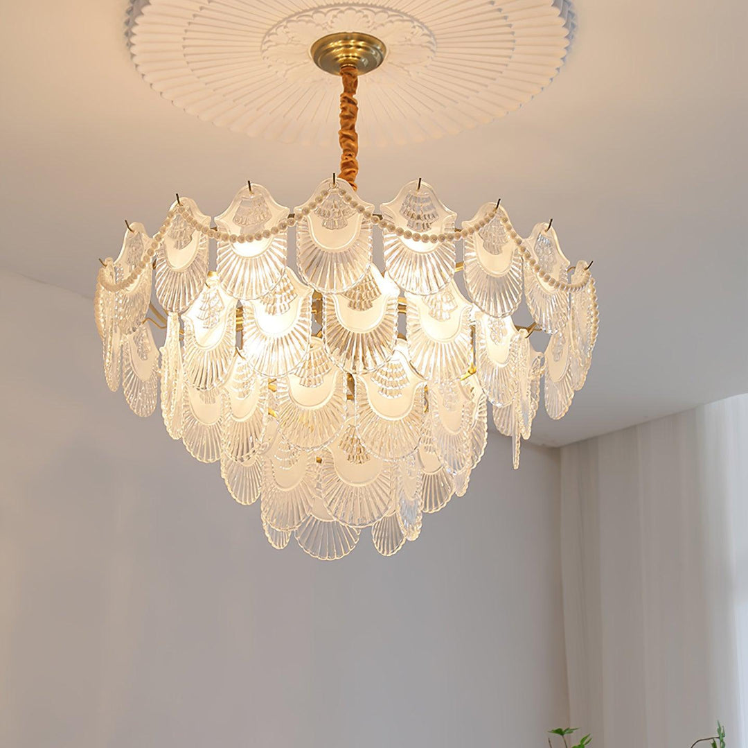Liorelelle lampadario Gusci in vetro Perla