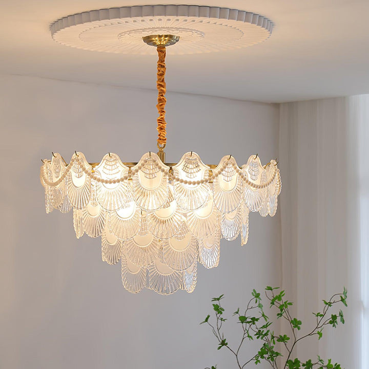Liorelelle lampadario Gusci in vetro Perla