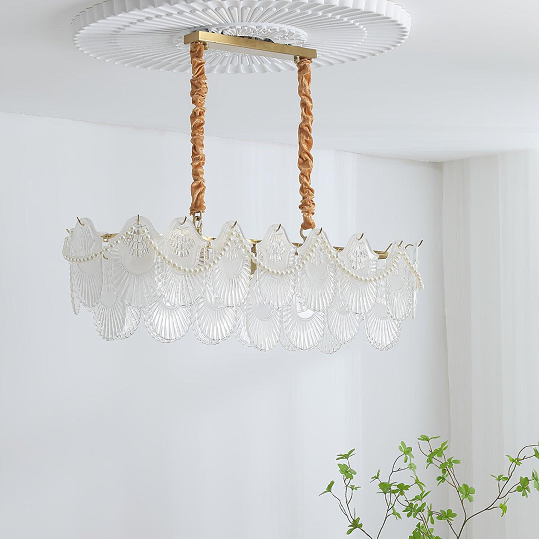 Liorelelle lampadario Gusci in vetro Perla