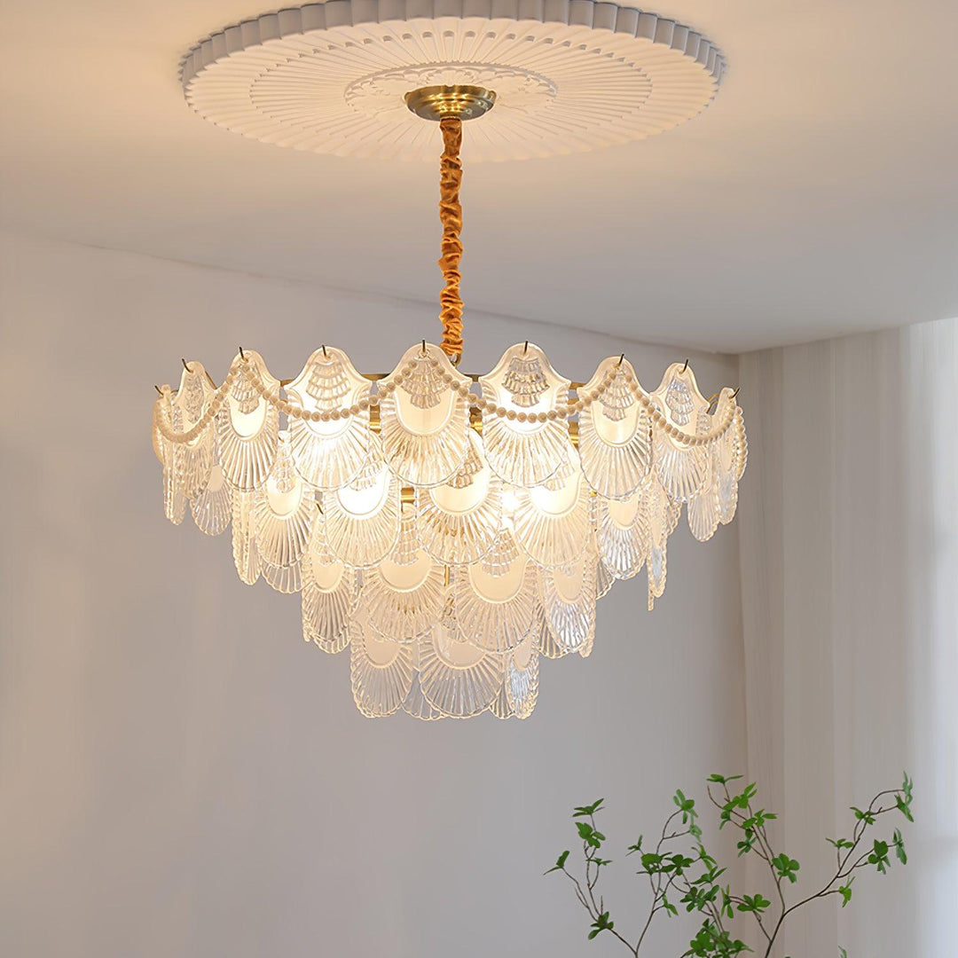 Liorelelle lampadario Gusci in vetro Perla