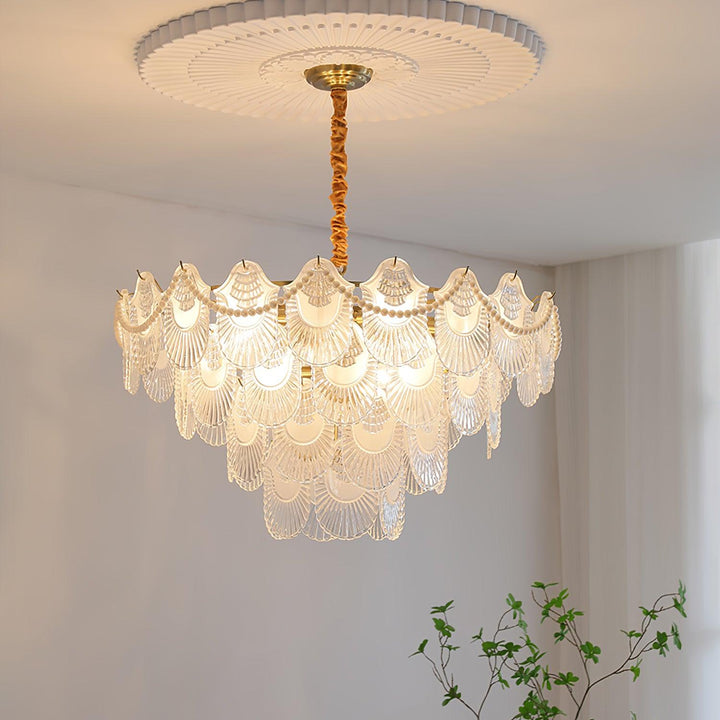 Liorelelle lampadario Gusci in vetro Perla