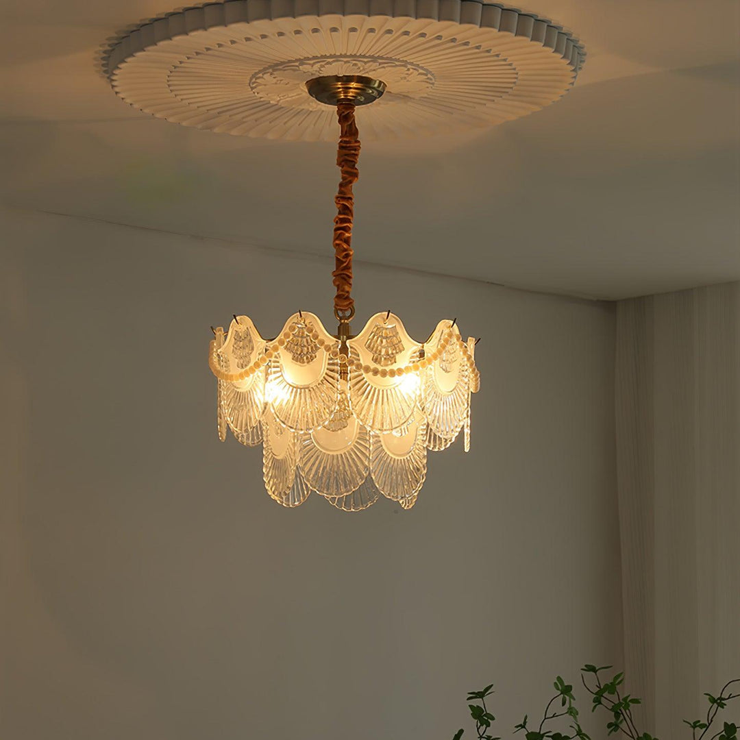 Liorelelle lampadario Gusci in vetro Perla
