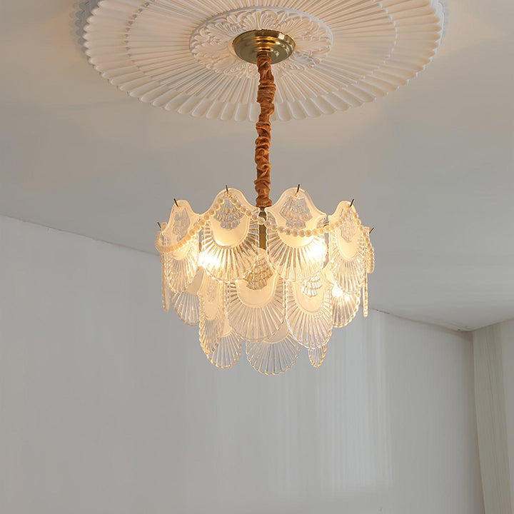 Liorelelle lampadario Gusci in vetro Perla