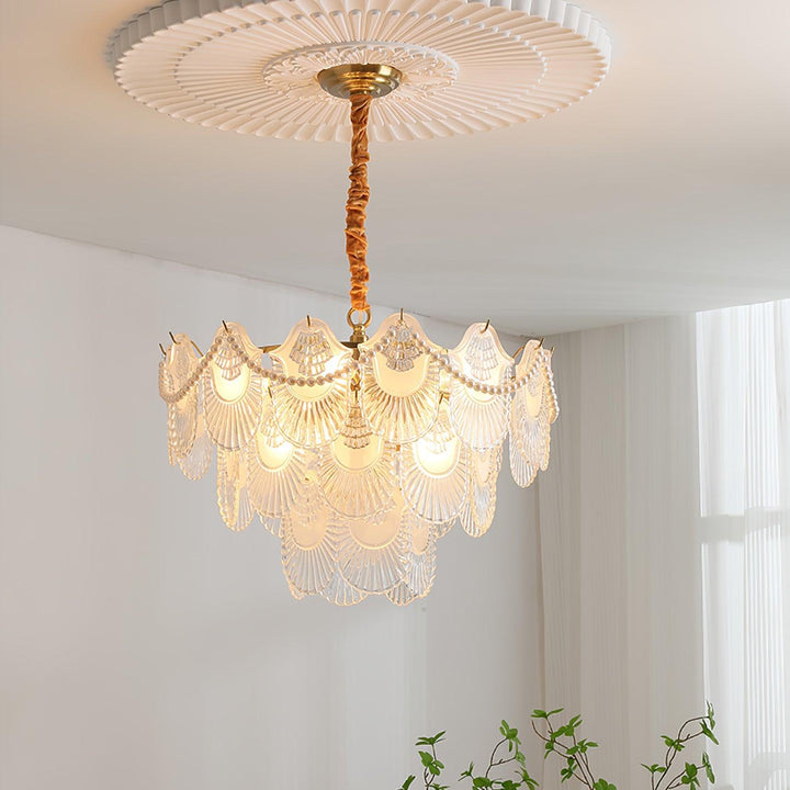 Liorelelle lampadario Gusci in vetro Perla