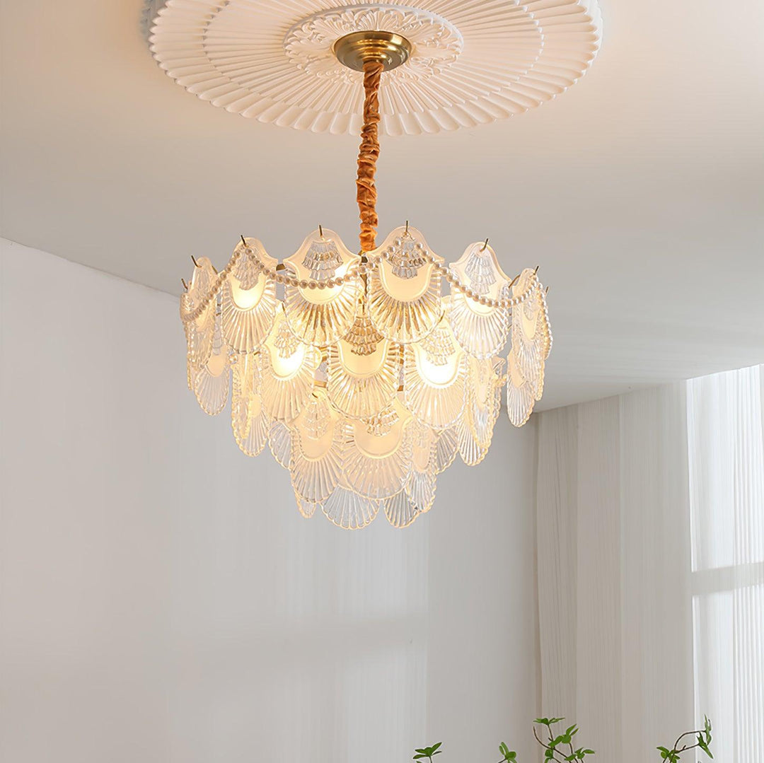 Liorelelle lampadario Gusci in vetro Perla