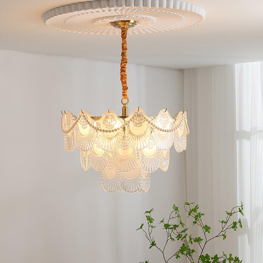 Liorelelle lampadario Gusci in vetro Perla
