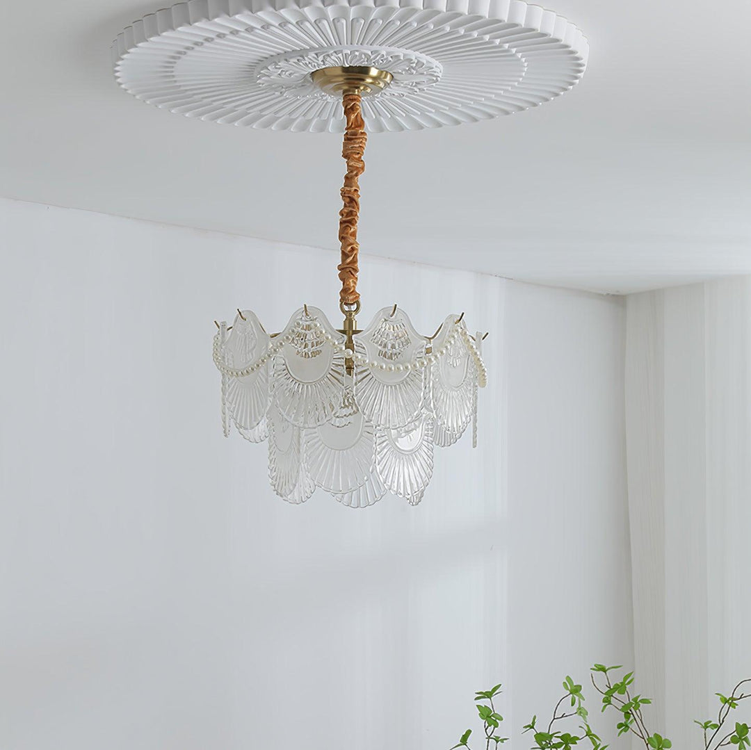 Liorelelle lampadario Gusci in vetro Perla