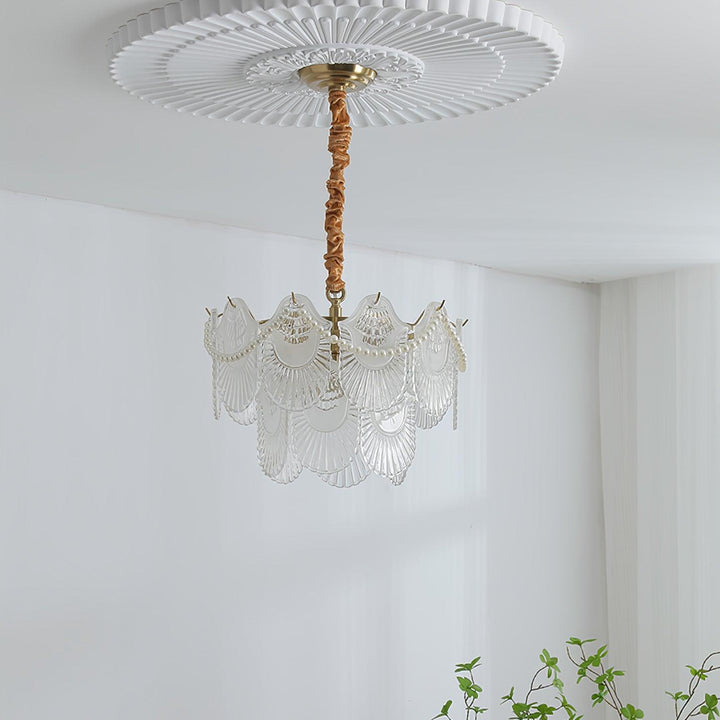 Liorelelle lampadario Gusci in vetro Perla