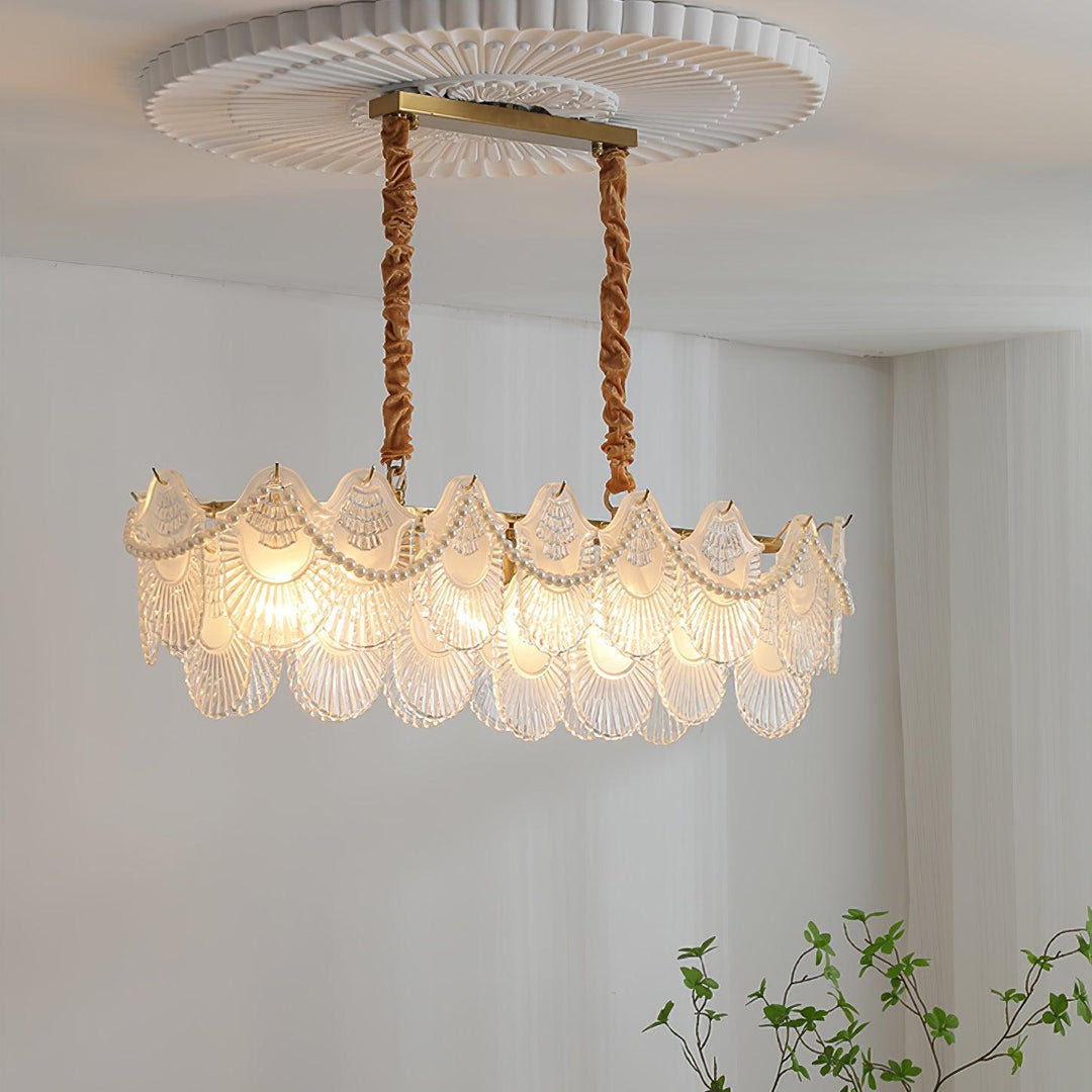 Liorelelle lampadario Gusci in vetro Perla