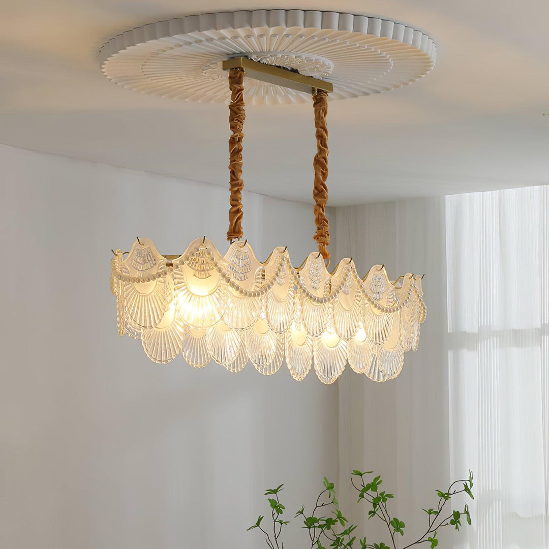 Liorelelle lampadario Gusci in vetro Perla