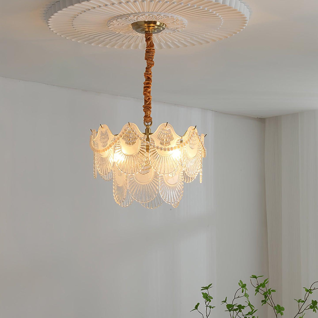 Liorelelle lampadario Gusci in vetro Perla