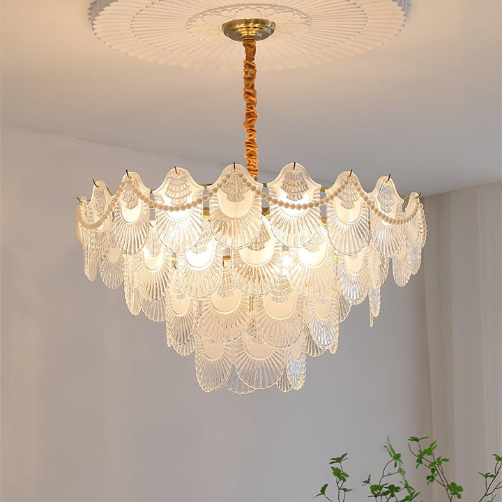 Liorelelle lampadario Gusci in vetro Perla