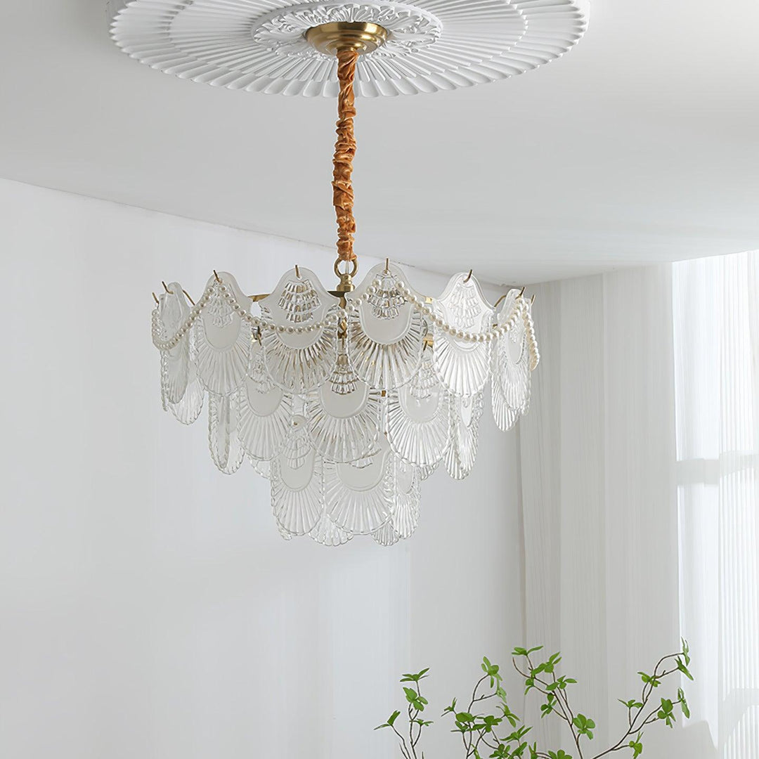 Liorelelle lampadario Gusci in vetro Perla