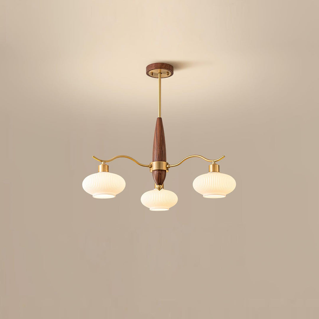 Cavien lampadario in ottone e Noce