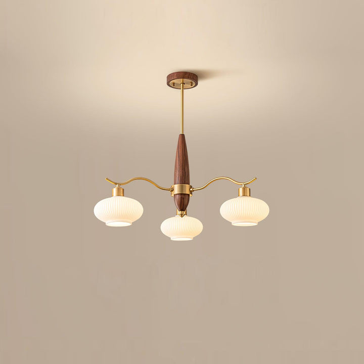 Cavien lampadario in ottone e Noce