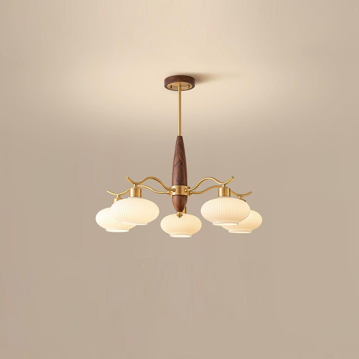 Cavien lampadario in ottone e Noce
