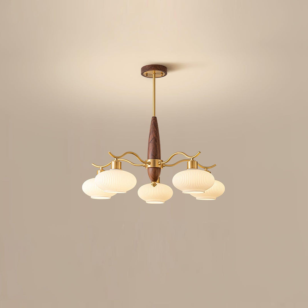 Cavien lampadario in ottone e Noce