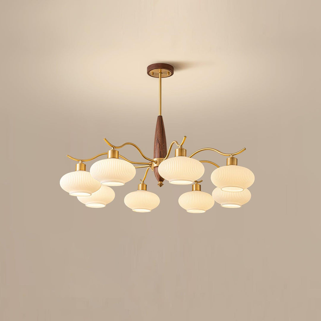 Cavien lampadario in ottone e Noce