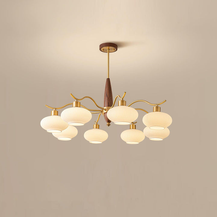Cavien lampadario in ottone e Noce