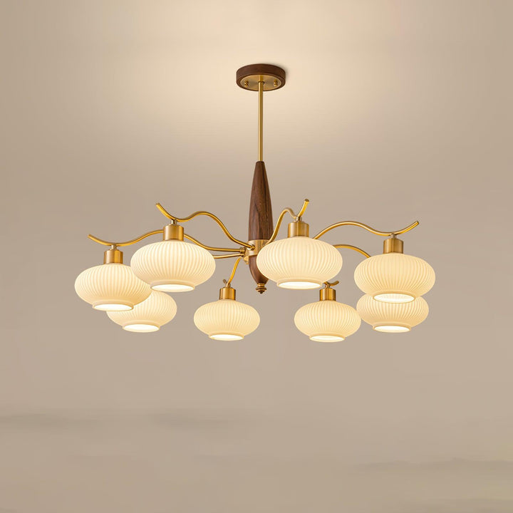 Cavien lampadario in ottone e Noce