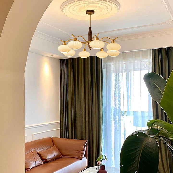 Cavien lampadario in ottone e Noce