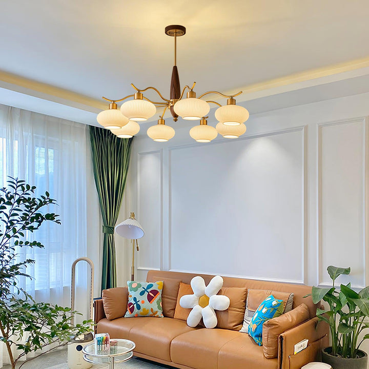 Cavien lampadario in ottone e Noce