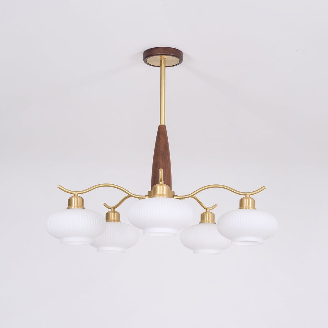 Cavien lampadario in ottone e Noce