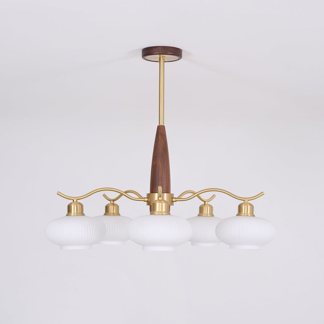 Cavien lampadario in ottone e Noce