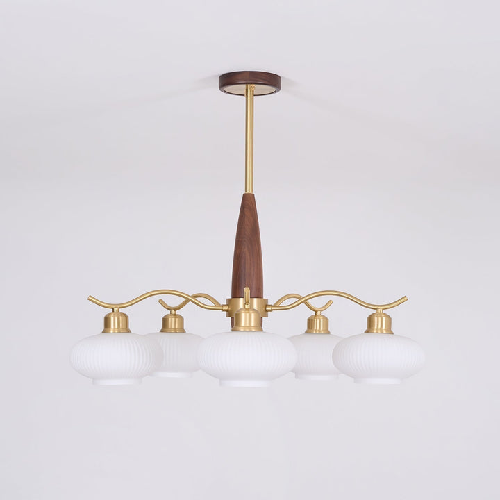 Cavien lampadario in ottone e Noce