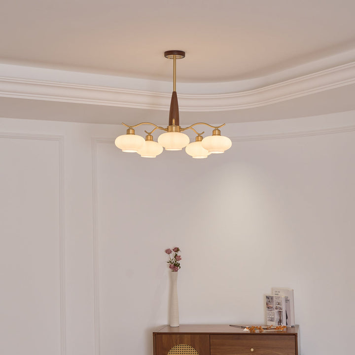 Cavien lampadario in ottone e Noce